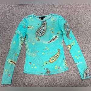 Kenneth Cole Teal Paisley Blouse